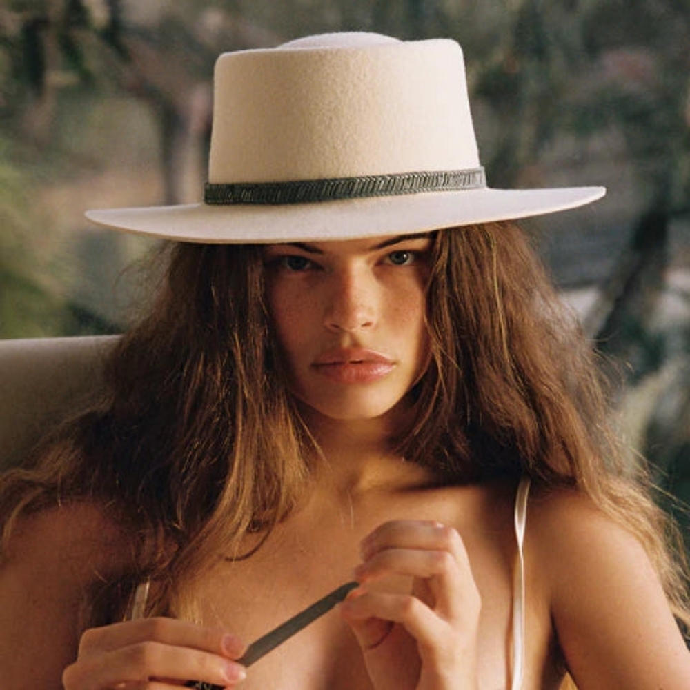 LACK OF COLOR THE ROCKY FEDORA HAT  IVORY SIZE 59CM(L)